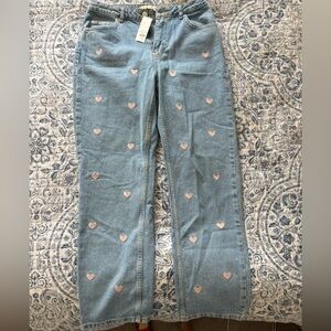 Heart embroidered jeans